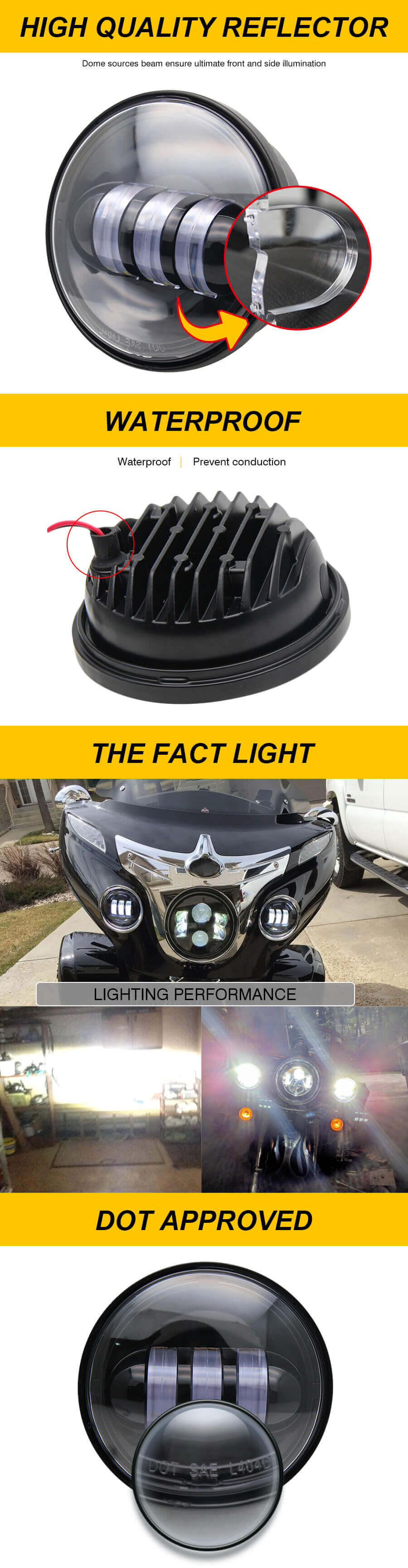 Luces antiniebla LED de 4.5 pulgadas 30W para Harley Motorcycle JG-W002 Ventajas