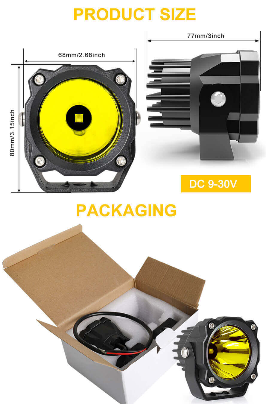 Fabricante de luces antiniebla redondas de 3 pulgadas JG-1001-ZC Tama&ntilde;o