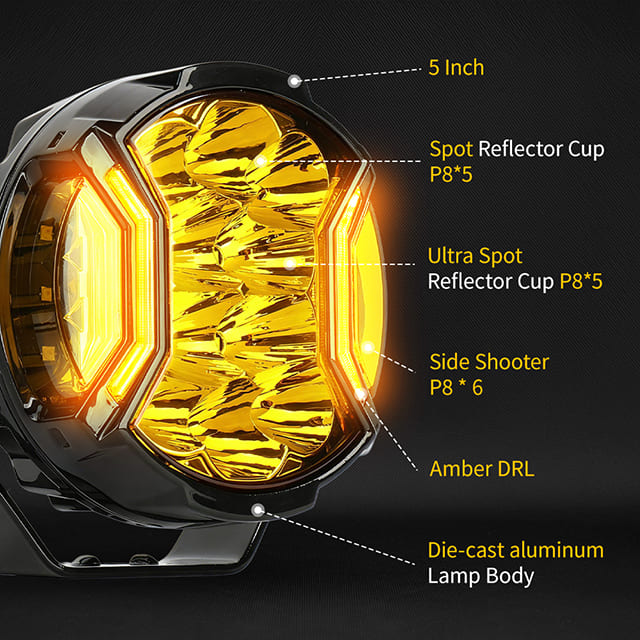Foco de disparo lateral SideEye Scout de 5 pulgadas con luz de posición