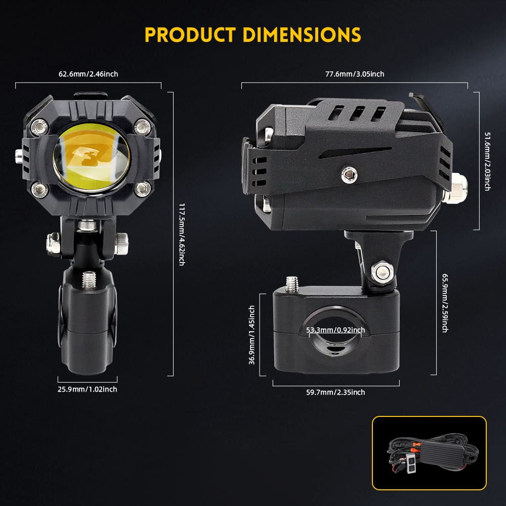 50W mini luz auxiliar de LED de doble color para motocicletas