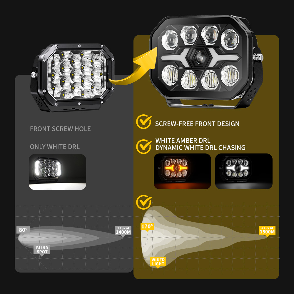 Luces de conducción fuera de carretera de 7 pulgadas con dinámico DRL-974-D White White