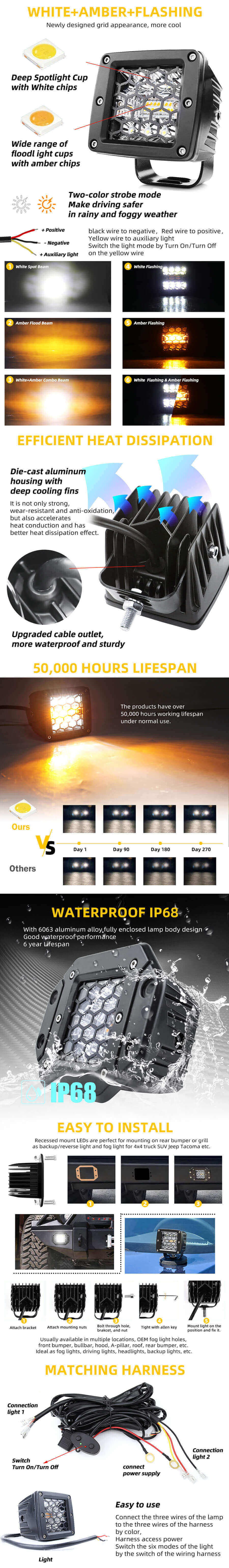 Luces de zanja intermitentes Compa&ntilde;&iacute;a de doble color JG-995TW-B-BS VENTAJES