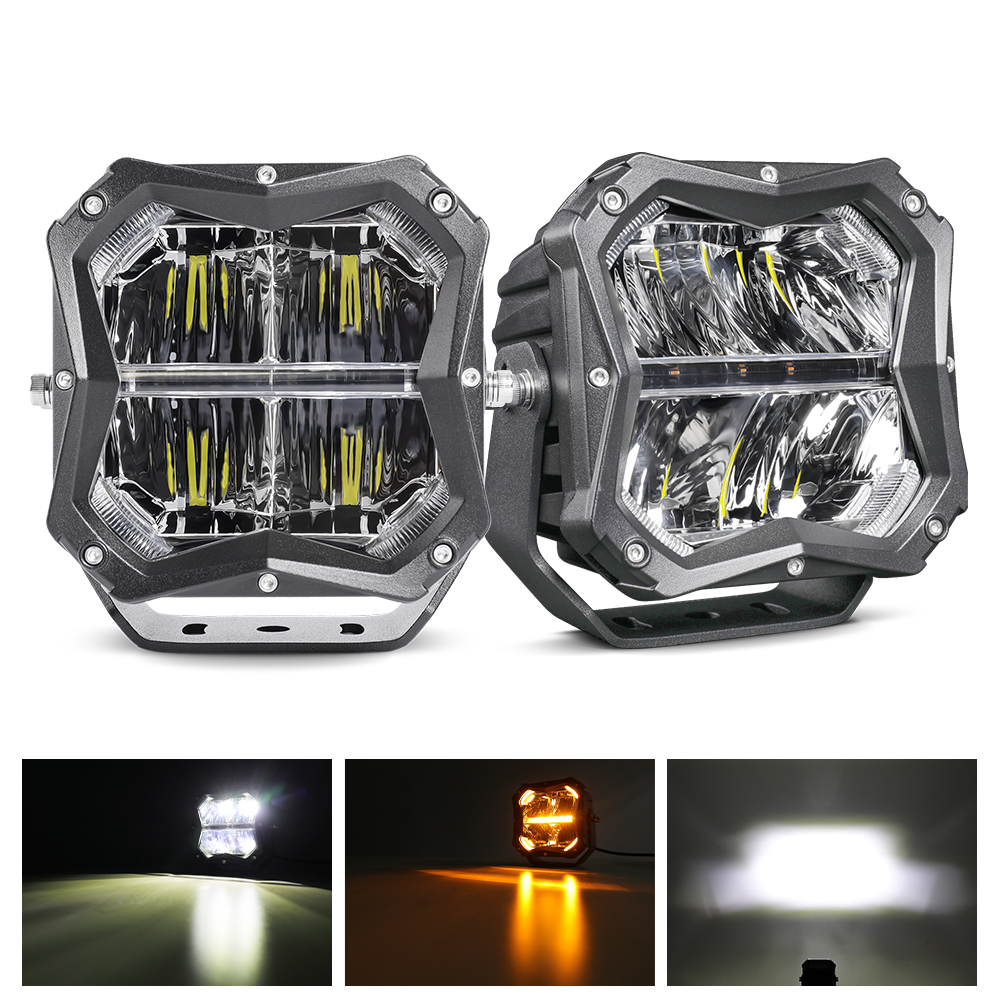Luces de conducción LED de 5 pulgadas con luz de fondo ámbar para camiones -JG -5C02