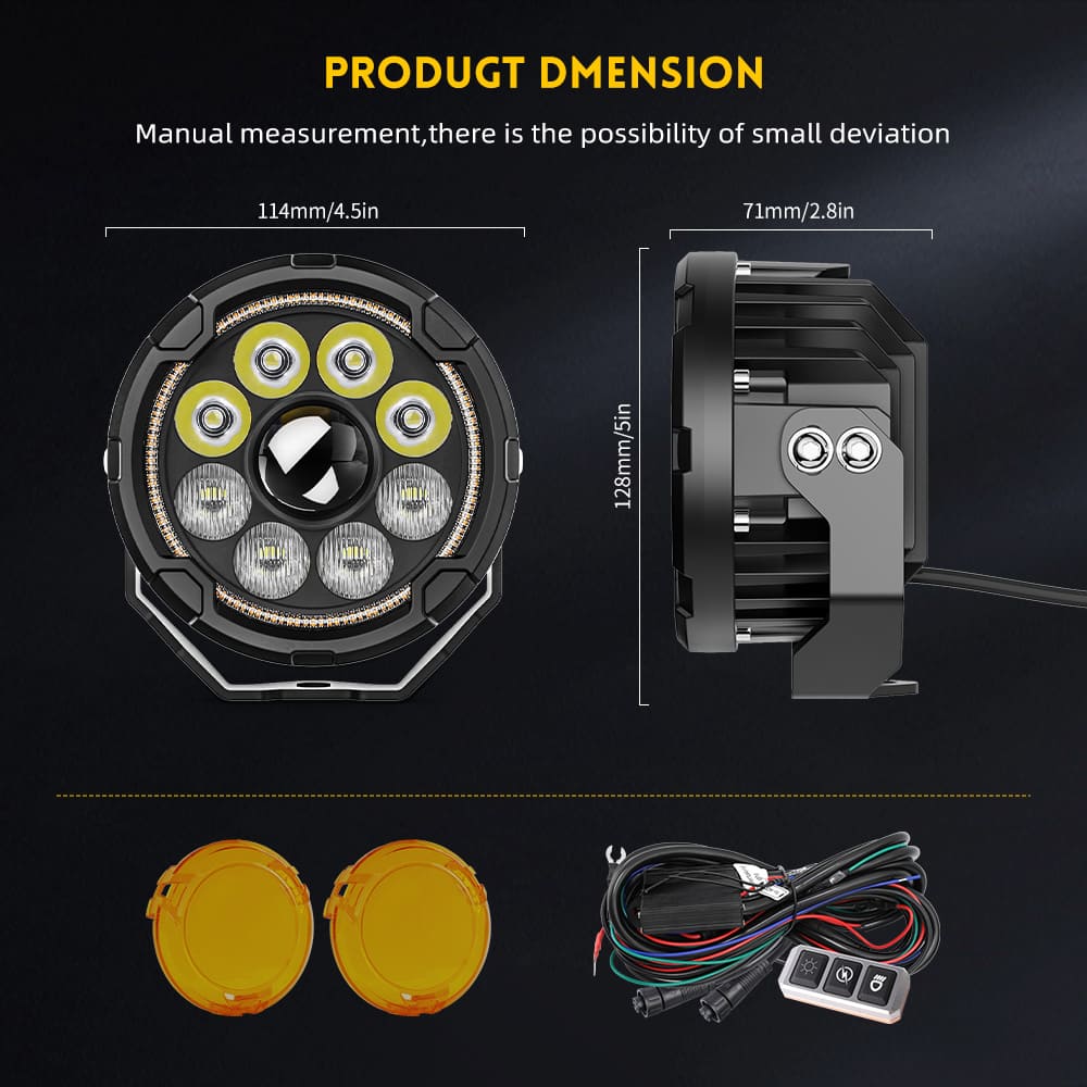 Foco de motocicleta de haz alto y bajo con lente TIR mejorado de 4,5 pulgadas con DRL ámbar –D040-9-C