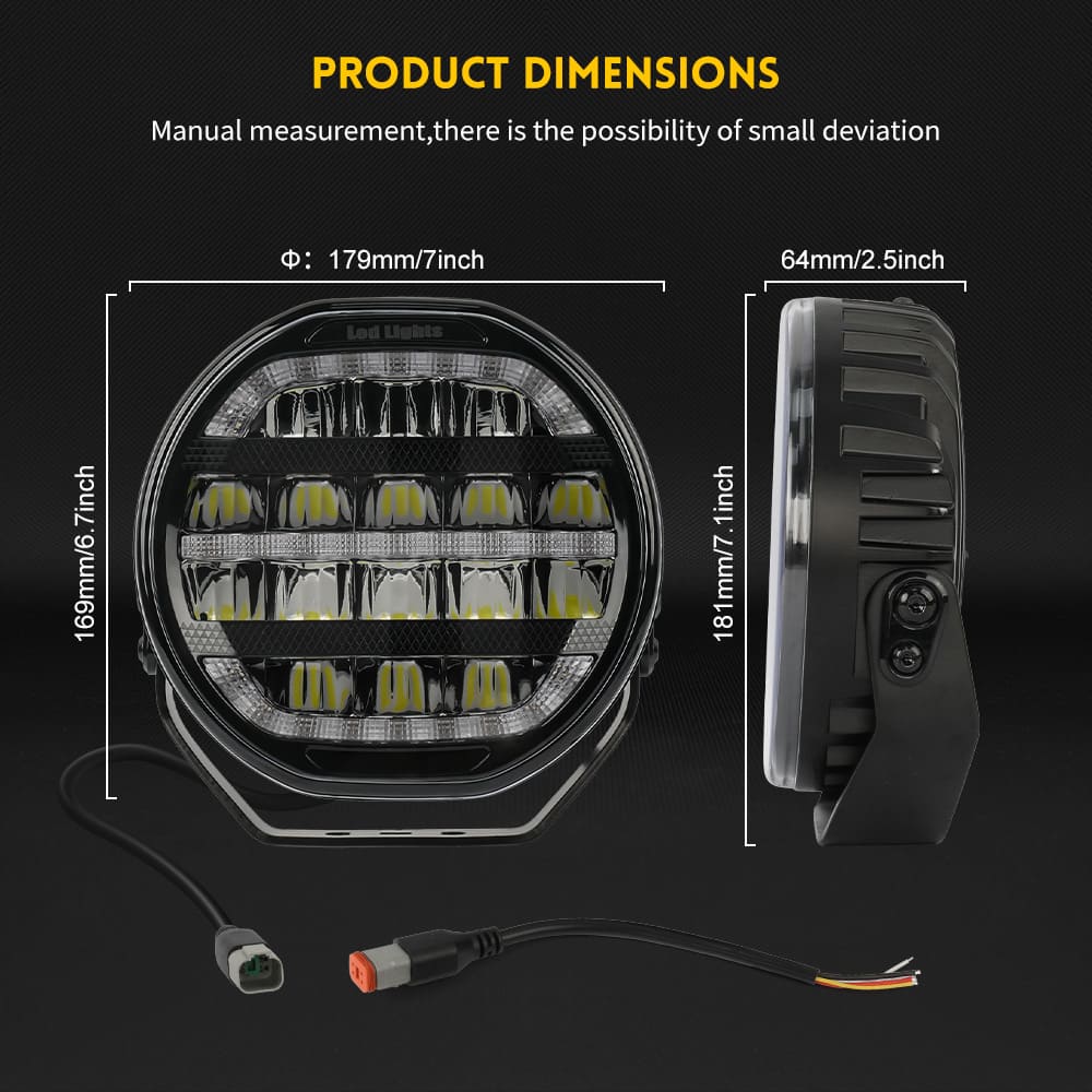 Luz de conducción de 7 pulgadas con posición dinámica blanca y ámbar Light-901V-CG-16