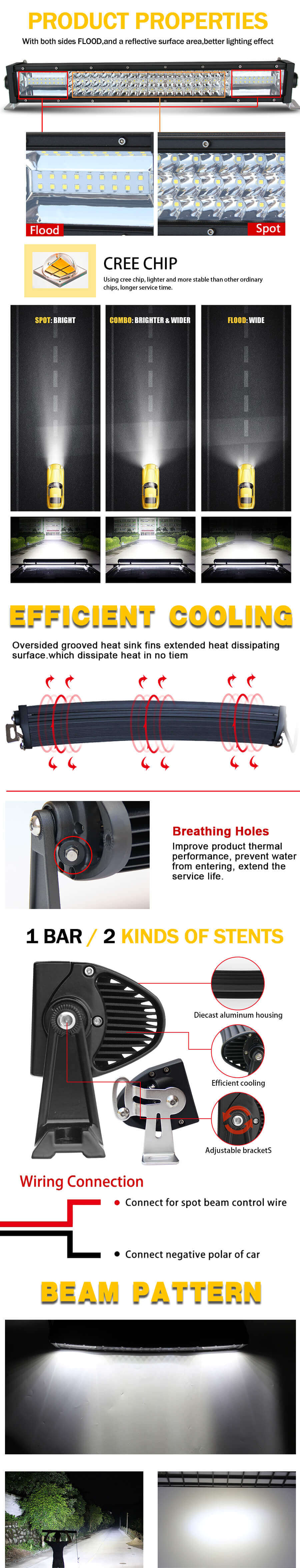 Barra de combinaci&oacute;n Curved LED Barra de luz JG-9631-C Ventajas