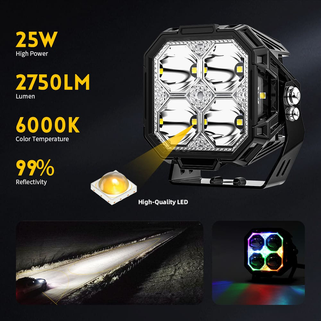 Cápsulas de luz todoterreno con tirador lateral de 3" con retroiluminación RGB 