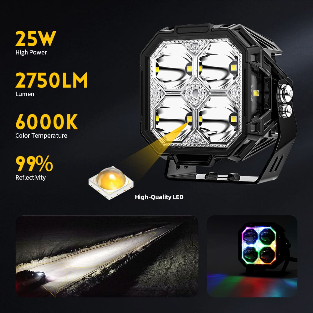 Cápsulas de luz todoterreno con tirador lateral de 3" con retroiluminación RGB 