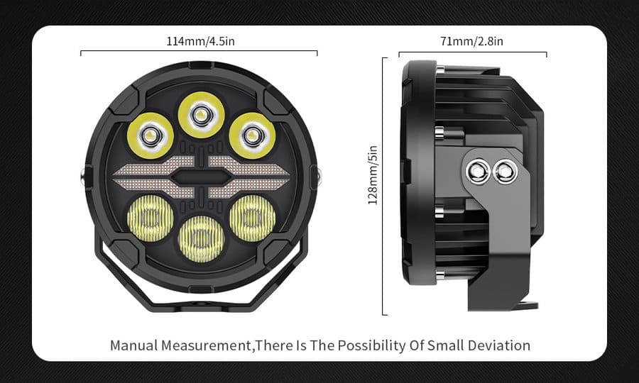 Foco-para-motocicleta-de-4,5 pulgadas-dimensiones-tama&ntilde;o