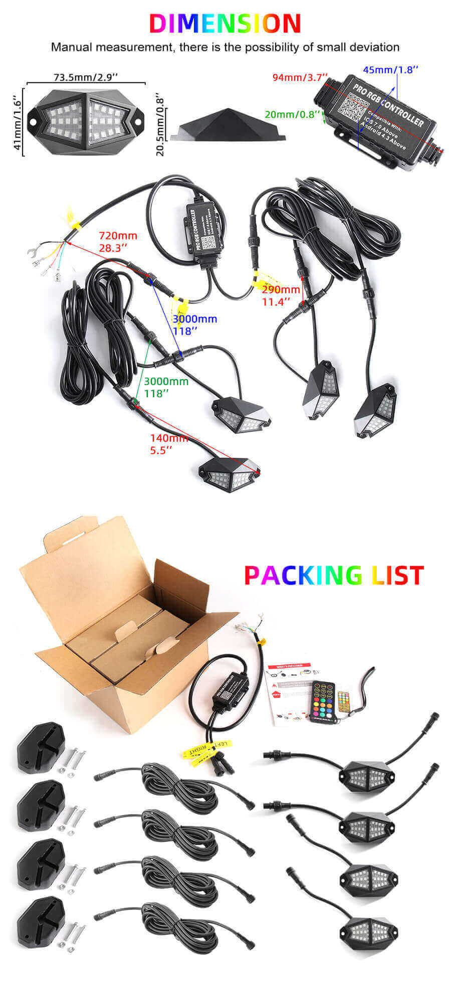 Jeep Rock Lights al por mayor JG-R002P-ZS Tama&ntilde;o