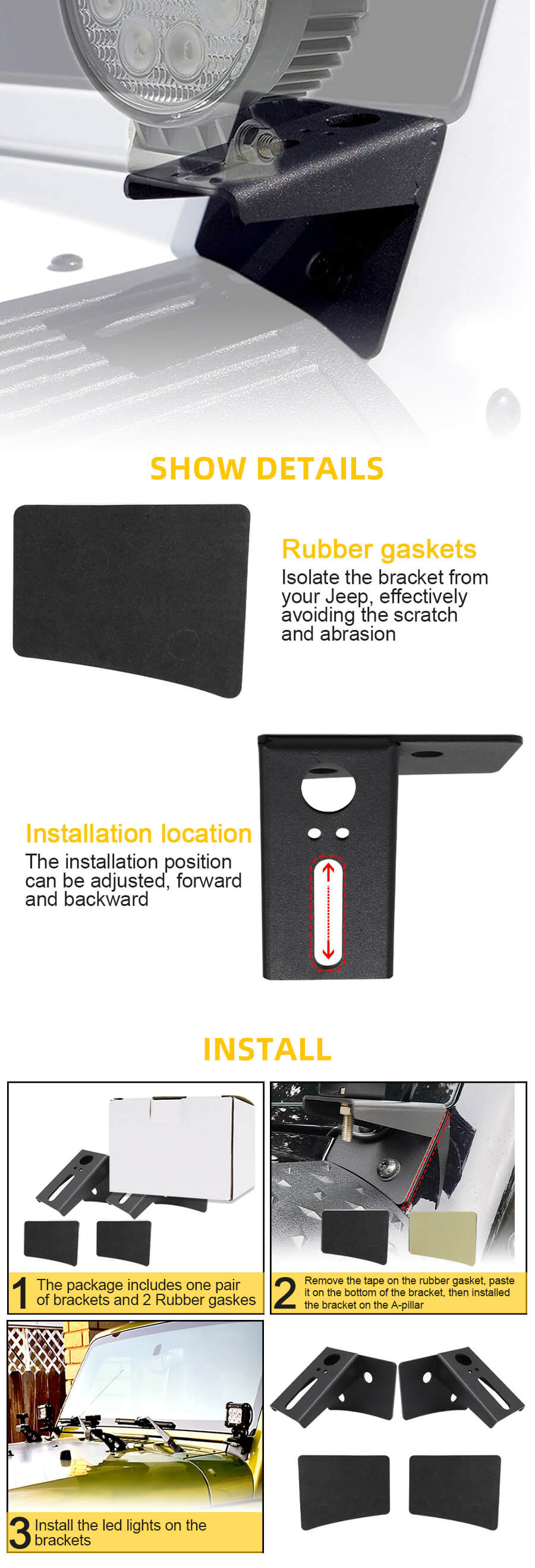 Jeep JK Buinking Singe Strackets JG-JP001 Aventajas