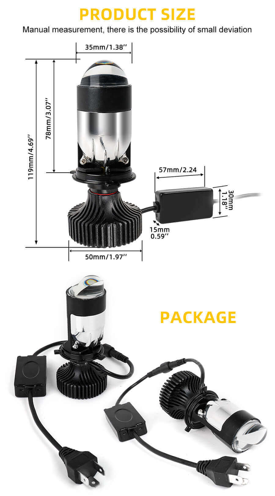 Reflector de haz de haz H4 Projector Company JG-Y9D Tama&ntilde;o