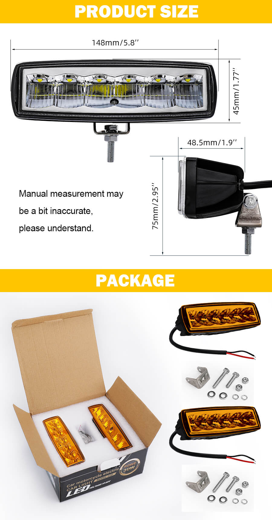 Proveedor de barra de luz de bote de 6 pulgadas JG-921H Tama&ntilde;o