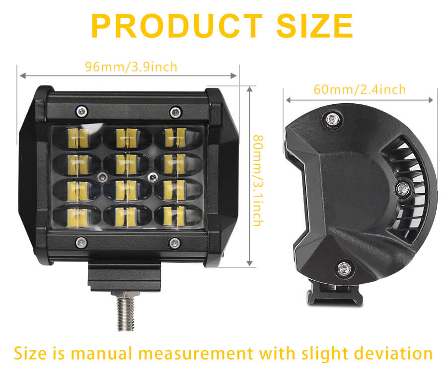 Barra de luz de 4 pulgadas Mini Quad fila JG-9643H Tama&ntilde;o
