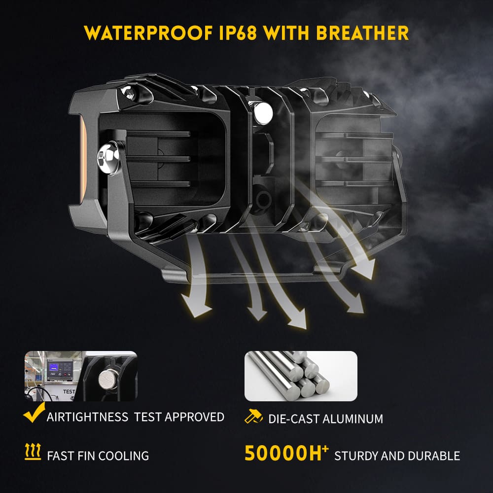 Luces de disparo laterales de 4 pulgadas y 70 W con DRL-925-PRO blanco ámbar