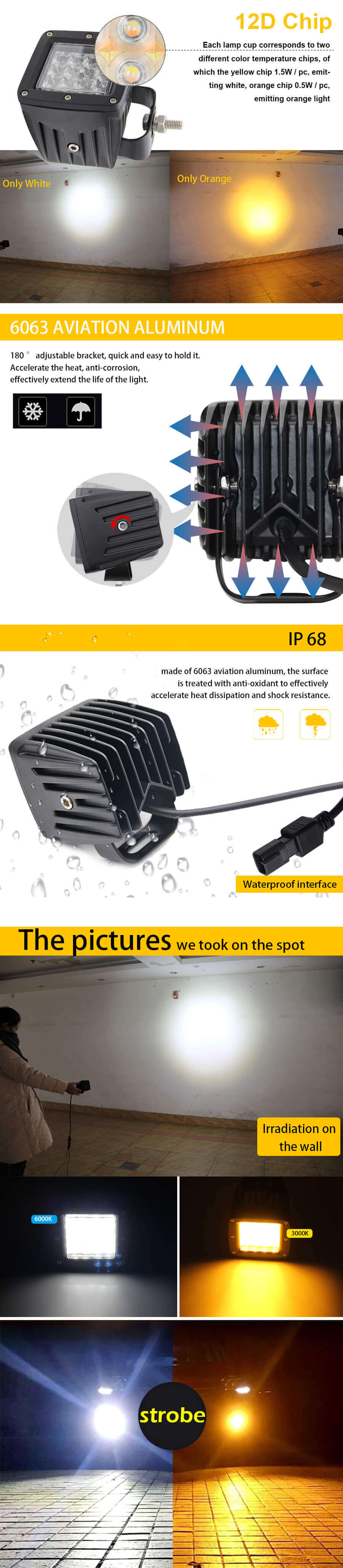 Ventajas led de 3 pulgadas de colores leds estrobosc&oacute;picos JG-995BS Ventajas