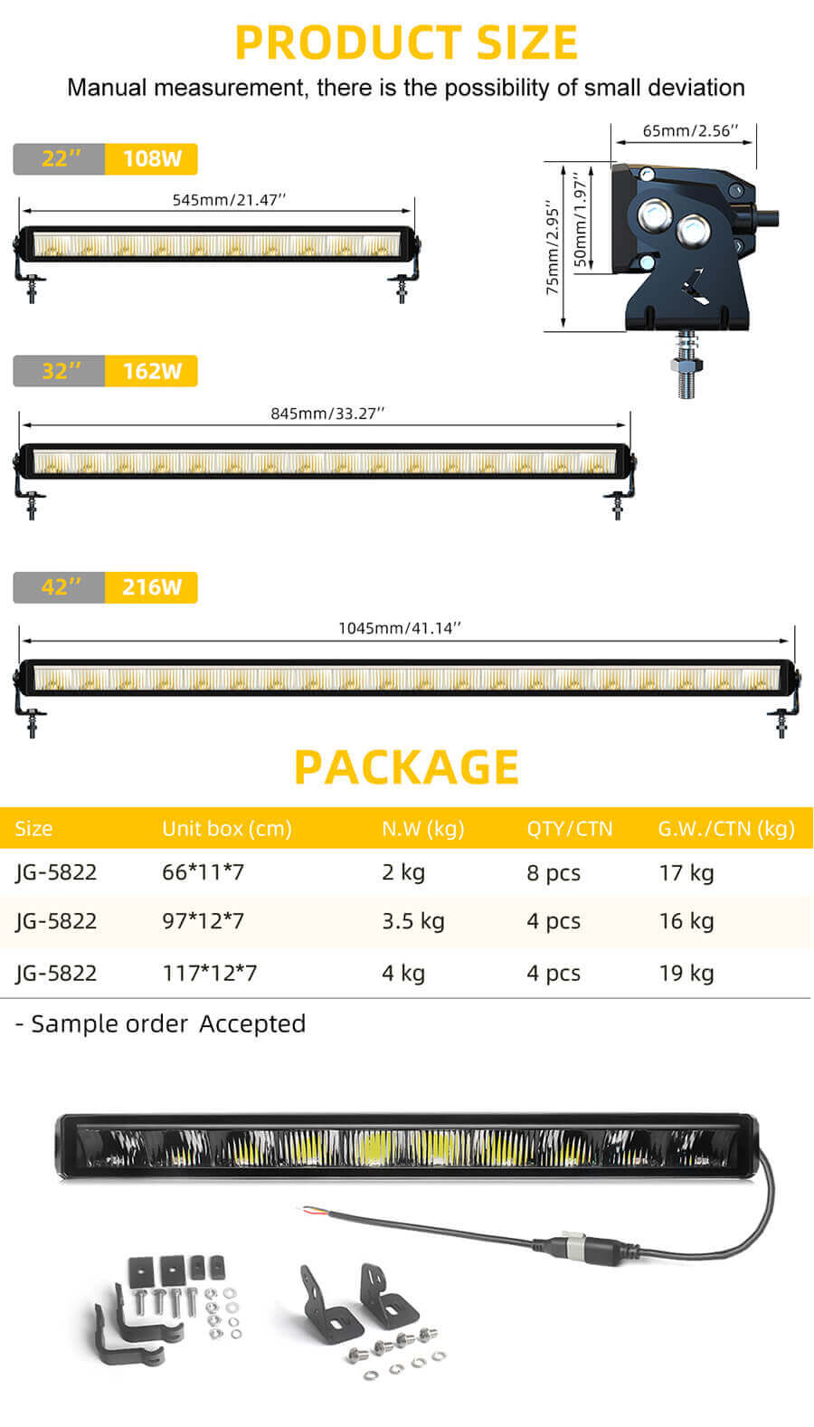 Eagle Series &reg;DRL Slim Light Bar al por mayor JG-58 Tama&ntilde;o