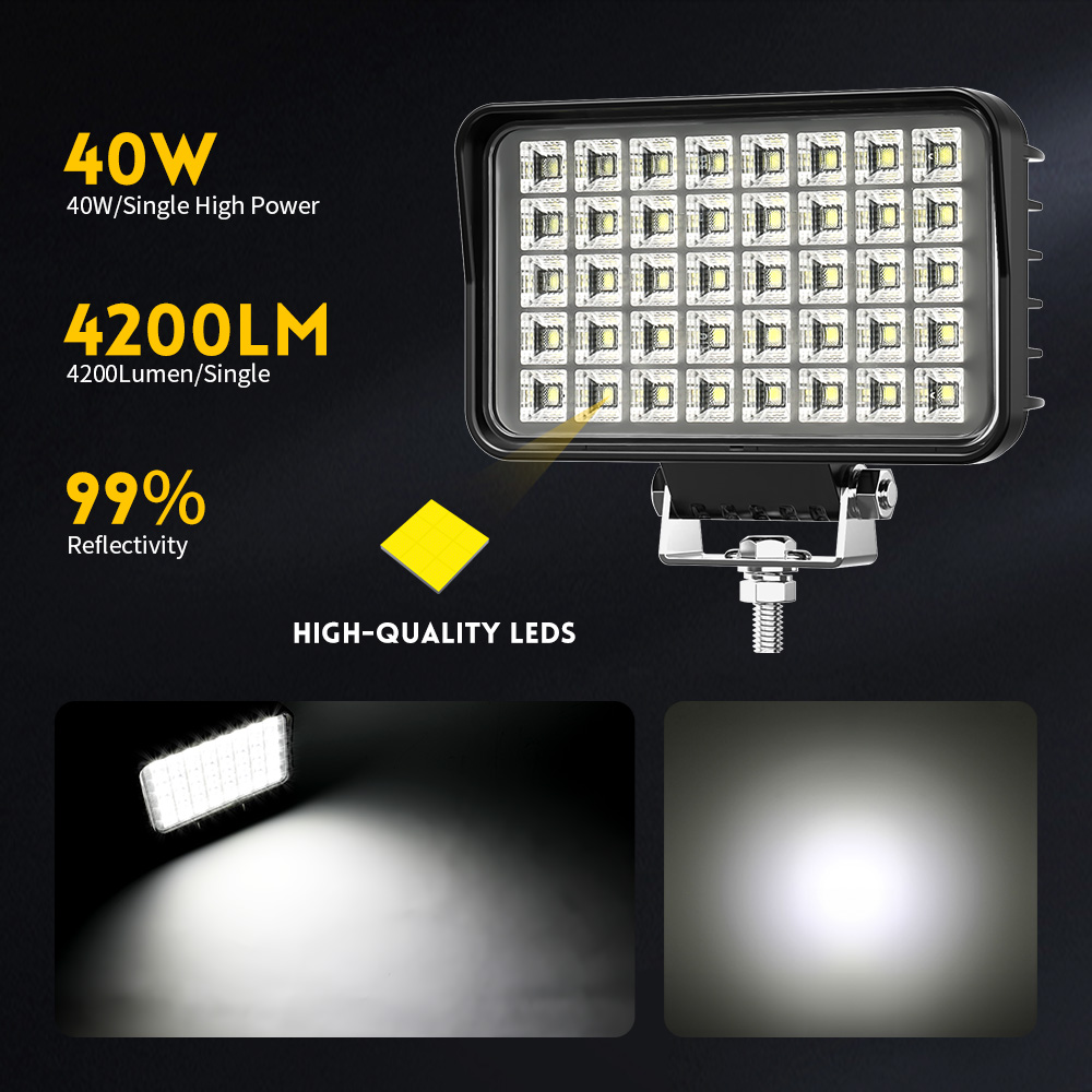 Luz de trabajo de viga de inundación rectangular de 40W para servicio pesado-944F