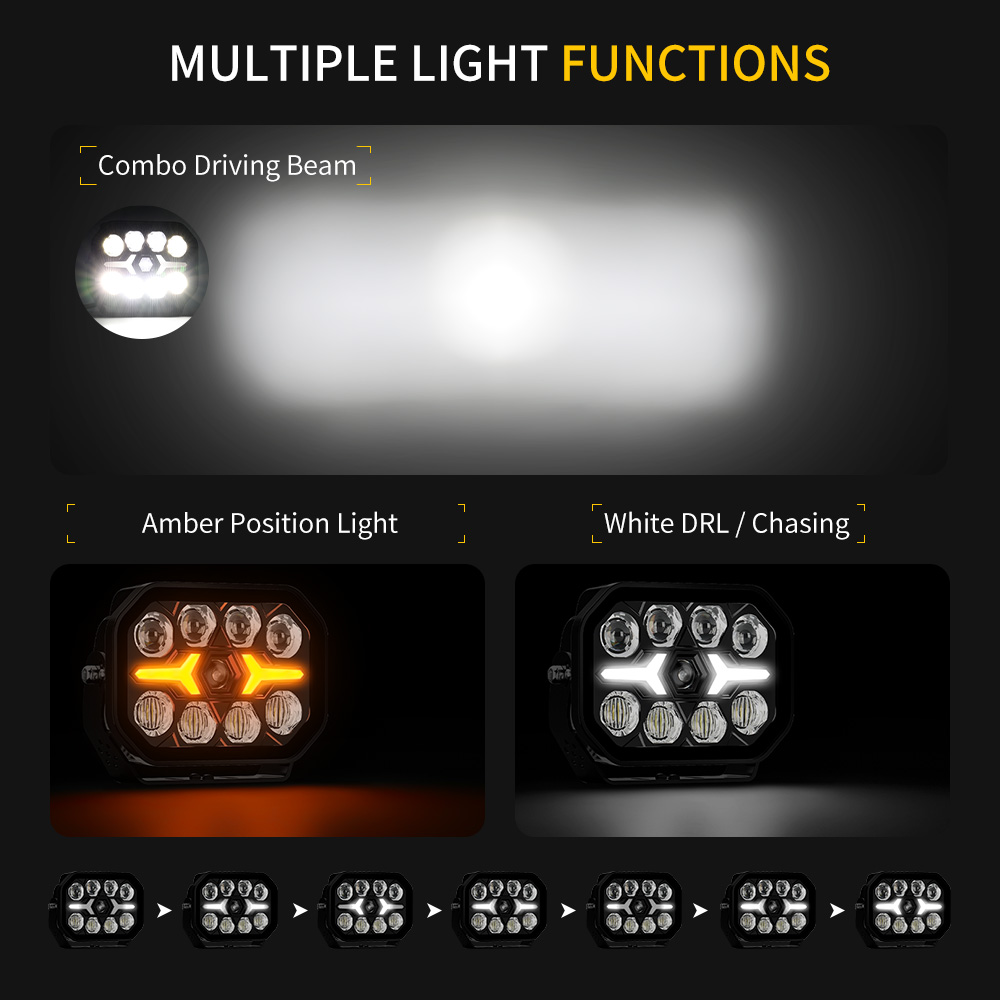 Luces de conducción fuera de carretera de 7 pulgadas con dinámico DRL-974-D White White
