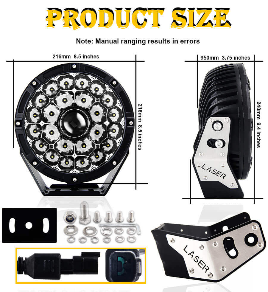 Luz de trabajo l&aacute;ser de 8.5 pulgadas para autom&oacute;viles con 2000 metros Distancia de exposici&oacute;n JG-L085 Tama&ntilde;o