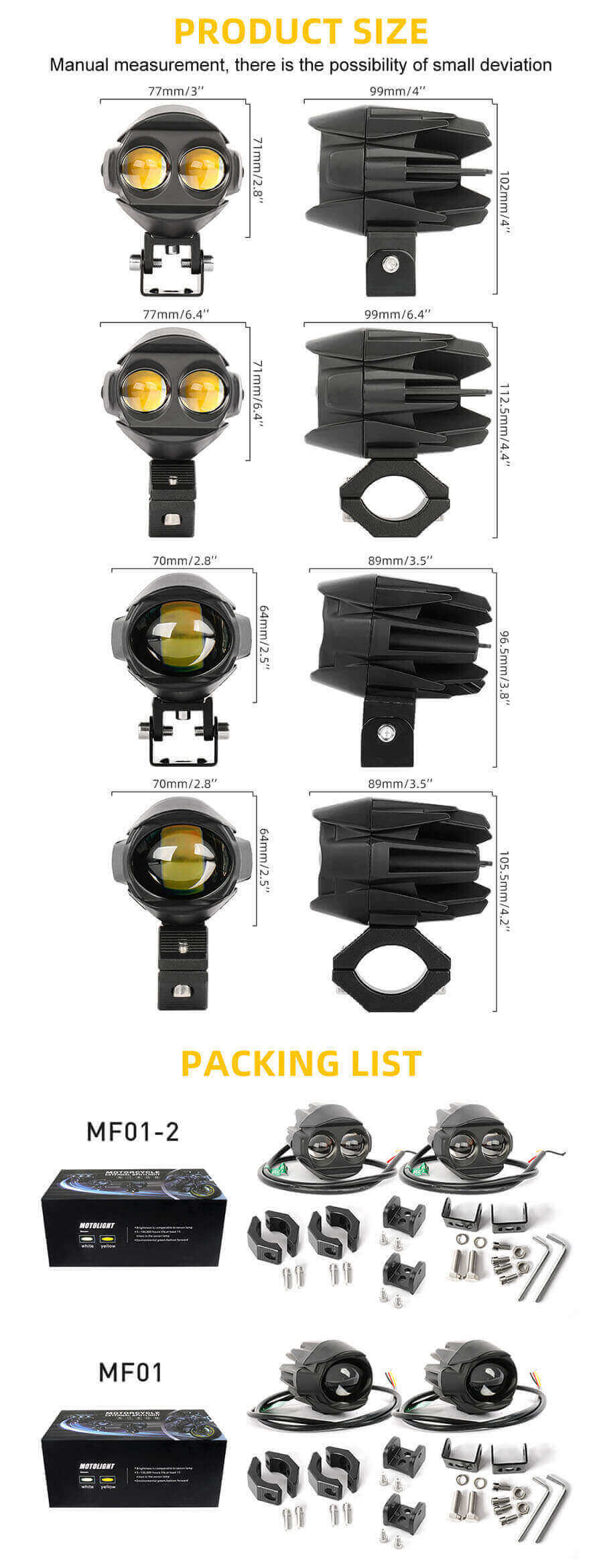 Luz de proyector para motocicletas Dual color JG-MF01 Tama&ntilde;o (1)