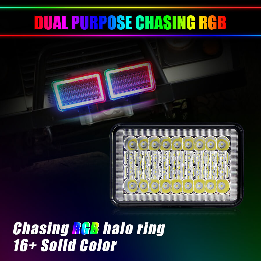 RGB 4x6 Led Headlight Wholesale JG-1002R details
