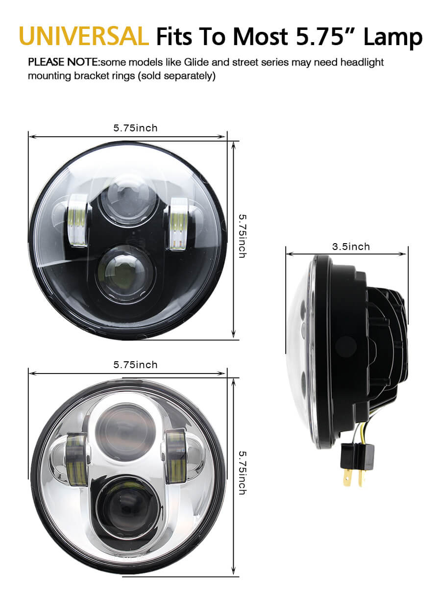 5,75 pulgadas PORYOR LED FIGURARIO LED para Motocicletas Harley JG-M002 Tama&ntilde;o