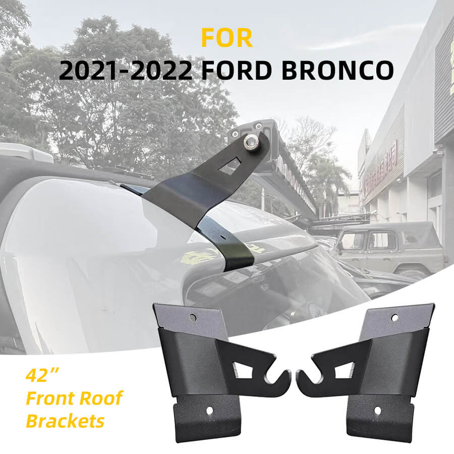 2021-2022 Ford Bronco 42 Soporte de techo delantero para detalles de la barra de luz LED