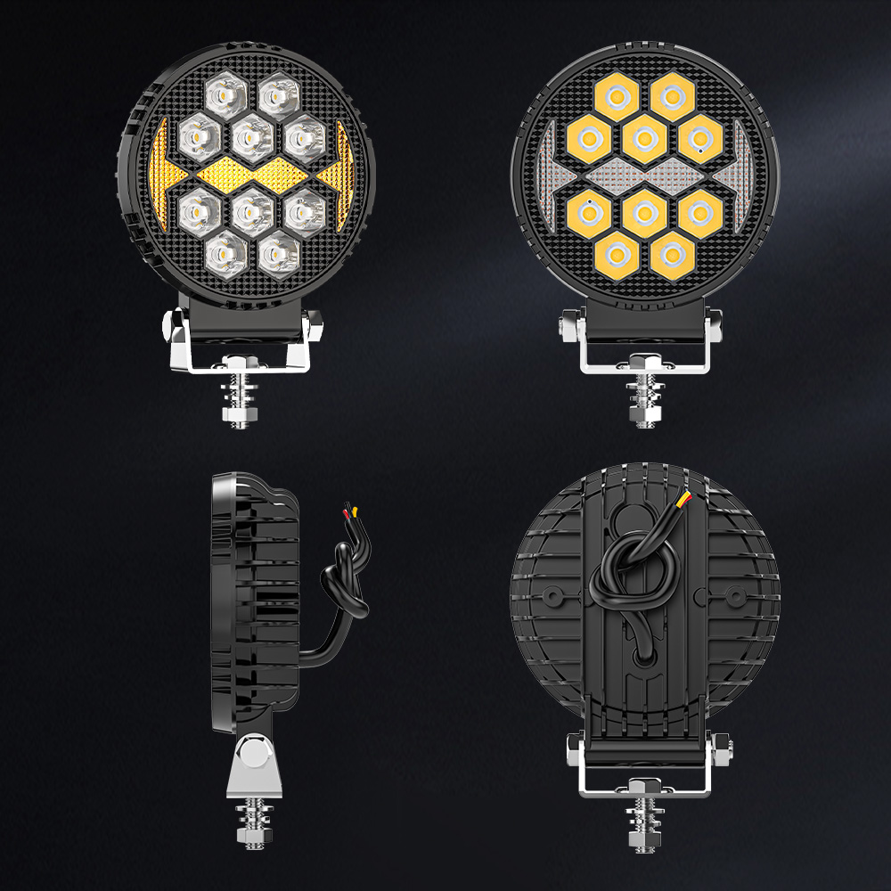 Luz de trabajo LED redonda de 4 pulgadas con Amber DRL para Truck-930D-12