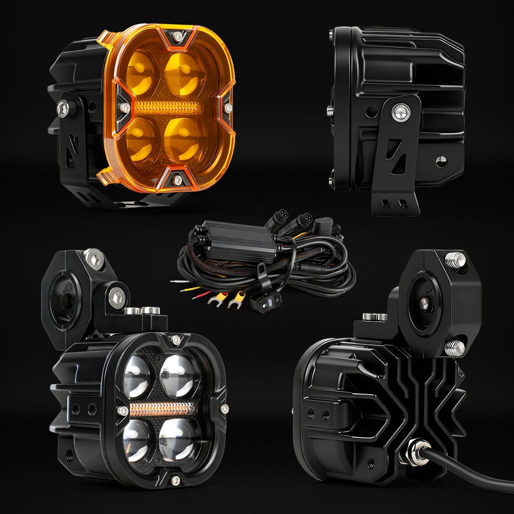 Luz alta y baja auxiliar para motocicleta de 4,5 pulgadas con DRL-MC-4 ámbar