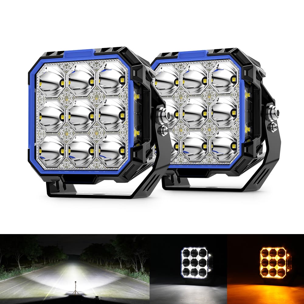 Luces LED de disparo lateral de 5 pulgadas con DRL-F995-13 blanco y ámbar