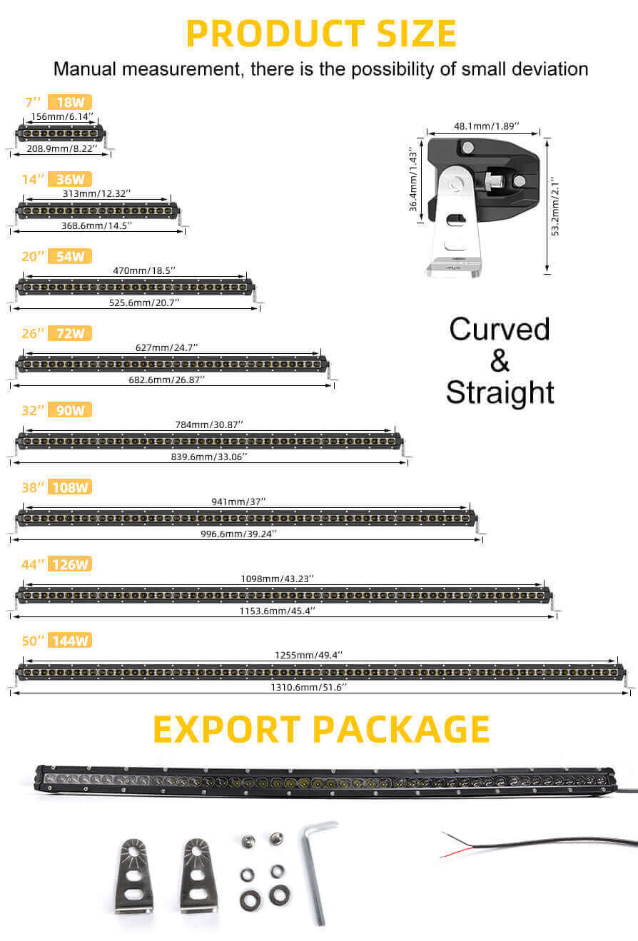 Luz de punto curvado Barra de luz de una sola fila al por mayor JG-9610G-FG Tama&ntilde;o (1)