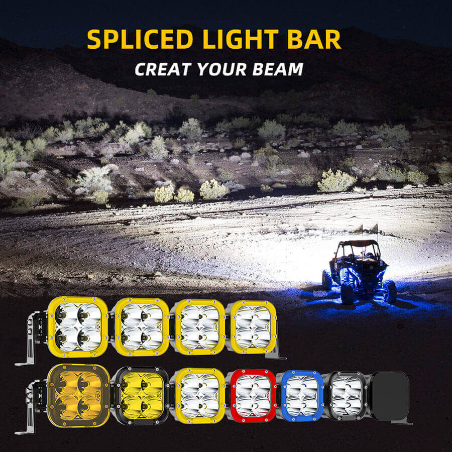 Sistema de barra de luz montada en el techo de autom&oacute;vil con focos cuadrados 96-954Z Detalles