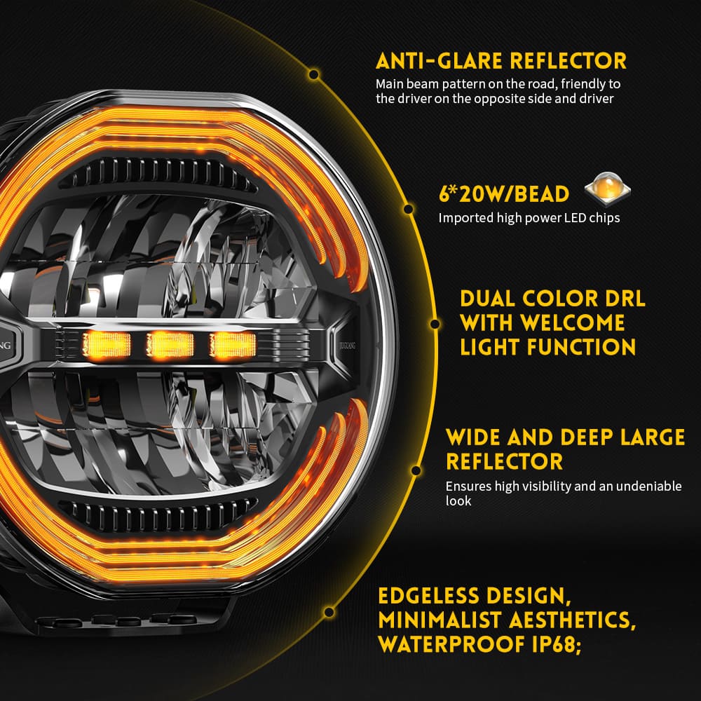 Luz de conducción anti resplandeciente de 9 pulgadas con White & Amber DRL-D091-6