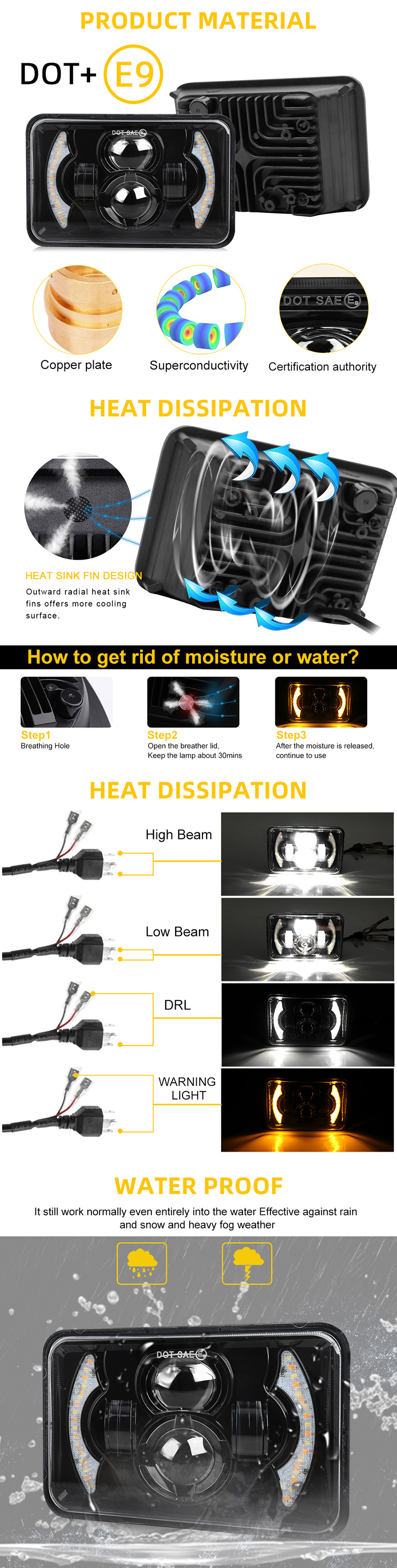 4x6 Crescent Halo Rectangular Fehreno al por mayor JG-T001-YY VENTAJES