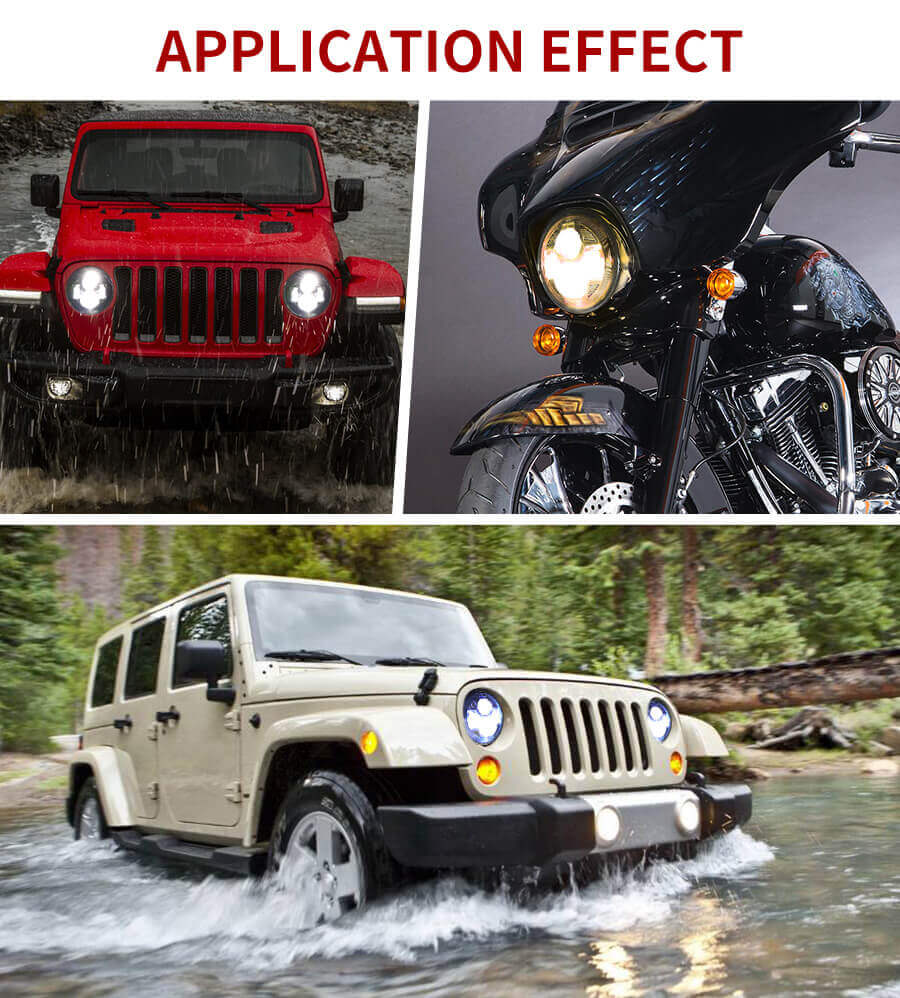 Dot eMark Spider 7 pulgadas Suministro de faro JG-J003DE Aplicaci&oacute;n