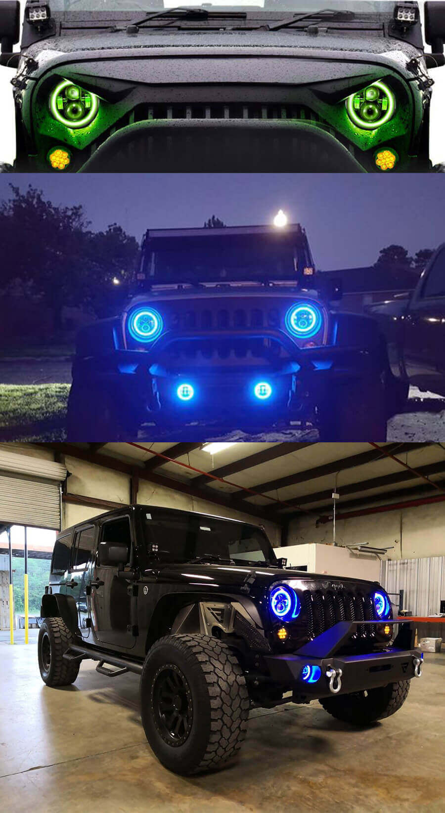 RGB Halo Ring Wrangler Fourlight y FOG Light Kit JG-JT02 Aplicaci&oacute;n