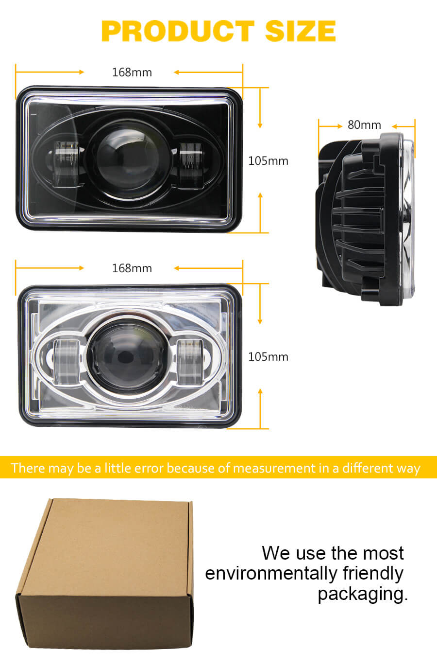 Faro de proyectores de 4x6 pulgadas al por mayor JG-T001 Tama&ntilde;o