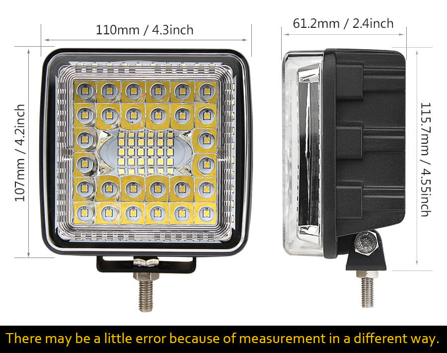 Luces de trabajo LED de 4 pulgadas para cami&oacute;n JG-957F Tama&ntilde;o