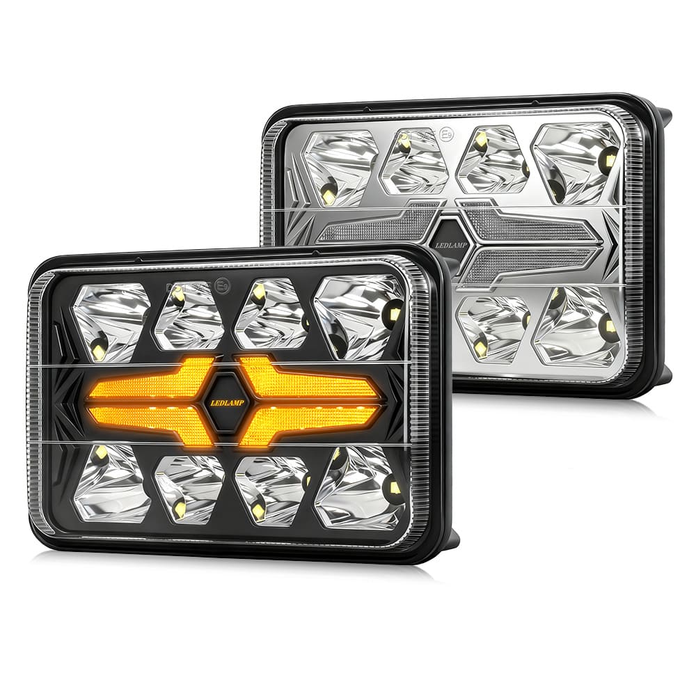 Faro alto y bajo LED cuadrado 4x6 con señal de giro ámbar-CM-2043W