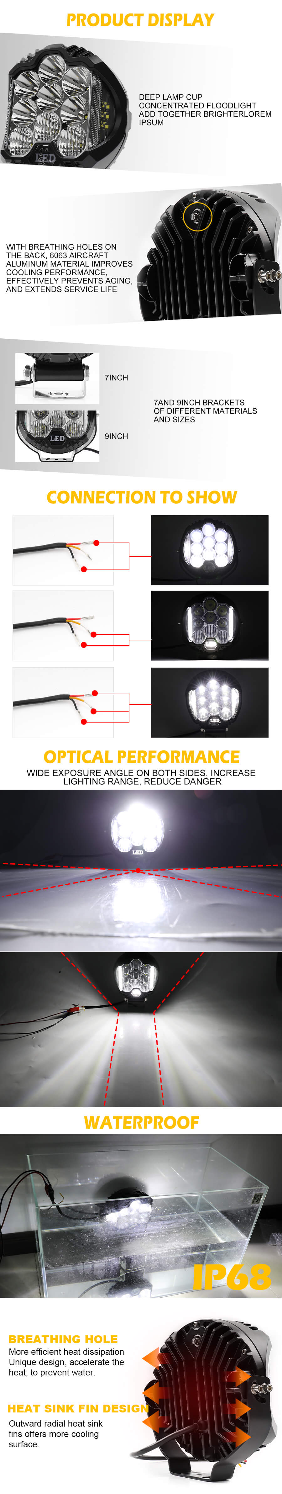 Vige combinado de luz de conducci&oacute;n fuera de carretera JG-909 Ventajas