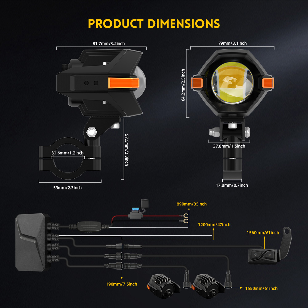 Luces de conducción de motocicleta con haz de doble color con Amber DRL 