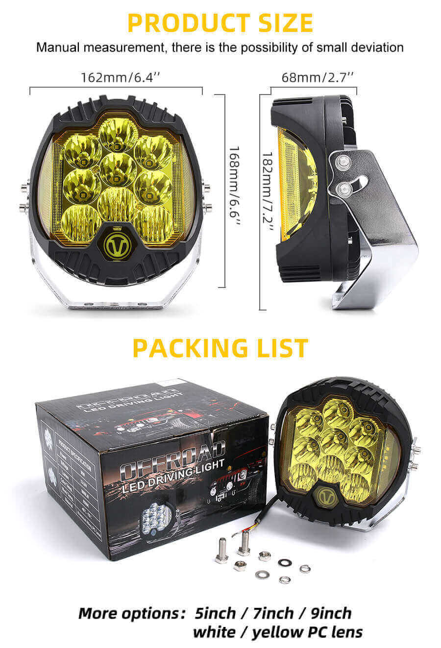 Beam combo de luz de conducci&oacute;n fuera de carretera JG-909 Tama&ntilde;o