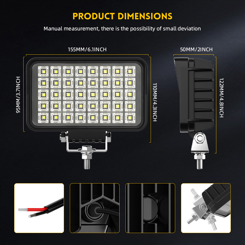 Luz de trabajo de viga de inundación rectangular de 40W para servicio pesado-944F