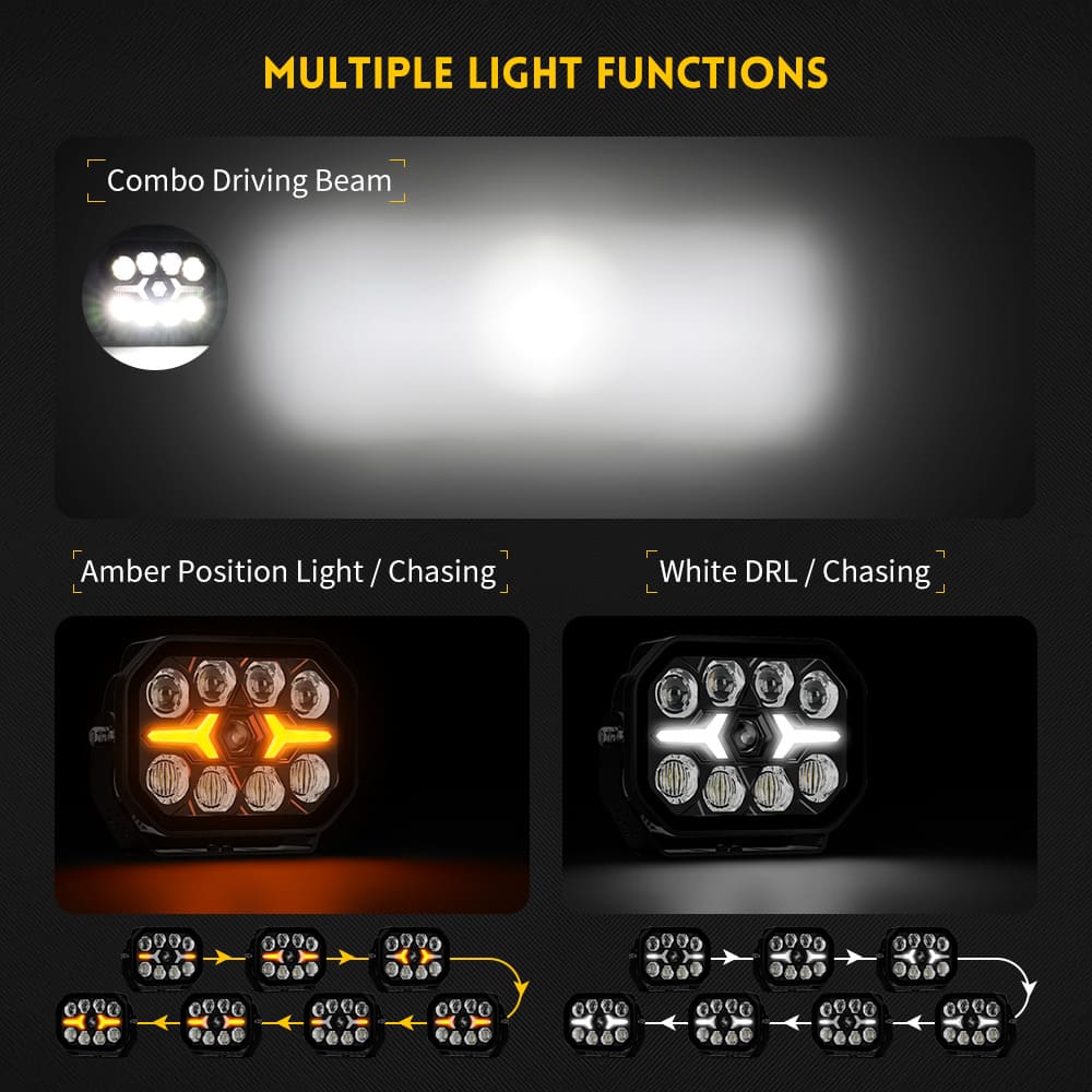 Luces de conducción fuera de la carretera de 7 pulgadas con luz dinámica de doble posición