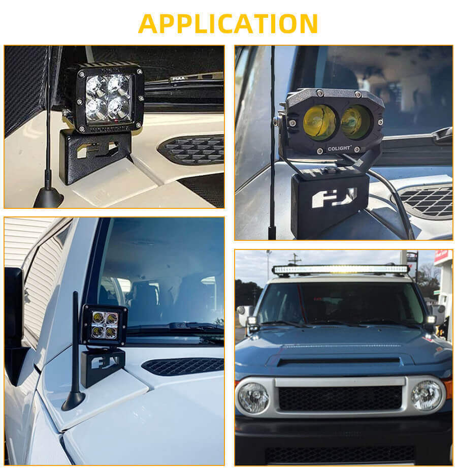 Toyota FJ Cruiser 2007-2016 Sopotaciones de luces de zanja de capucha JG-FT-007 Aplicaci&oacute;n