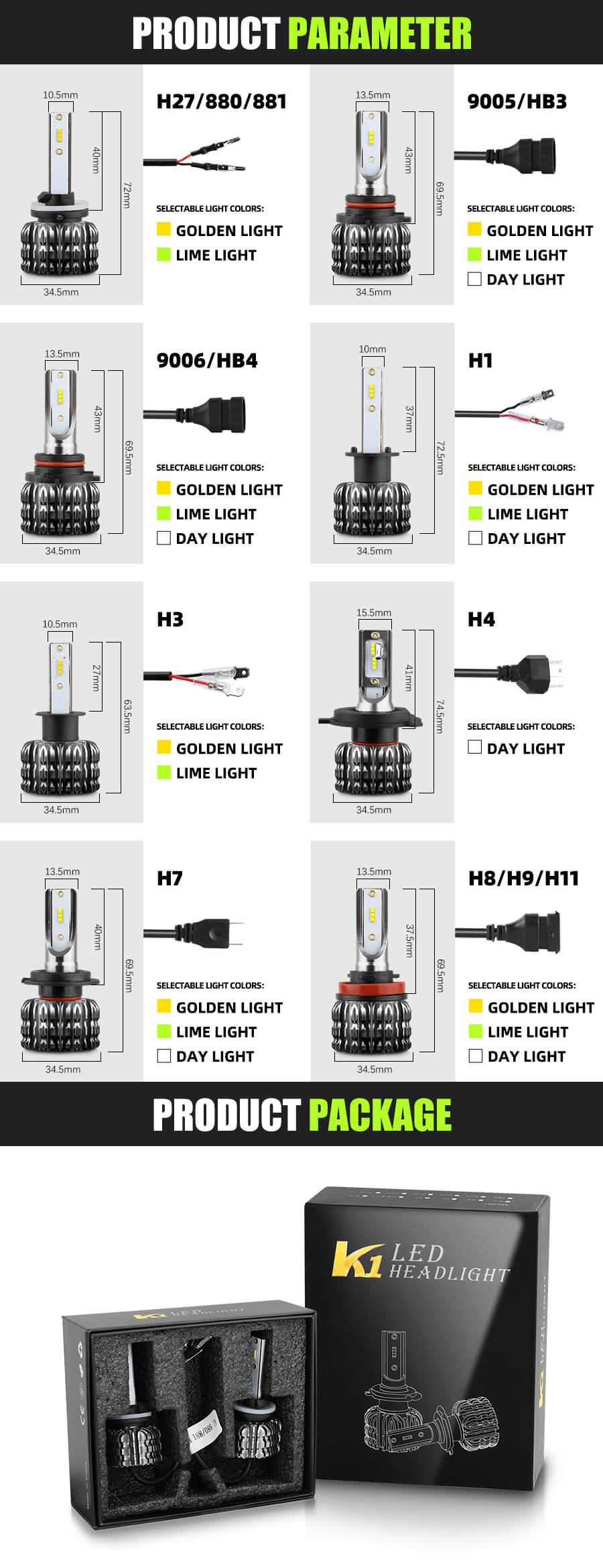 2020-Greenyellow-Dark-Grey-Fan-Led-Headlight-Bulb-Fog-Light-Bulb-JG-K1-Size