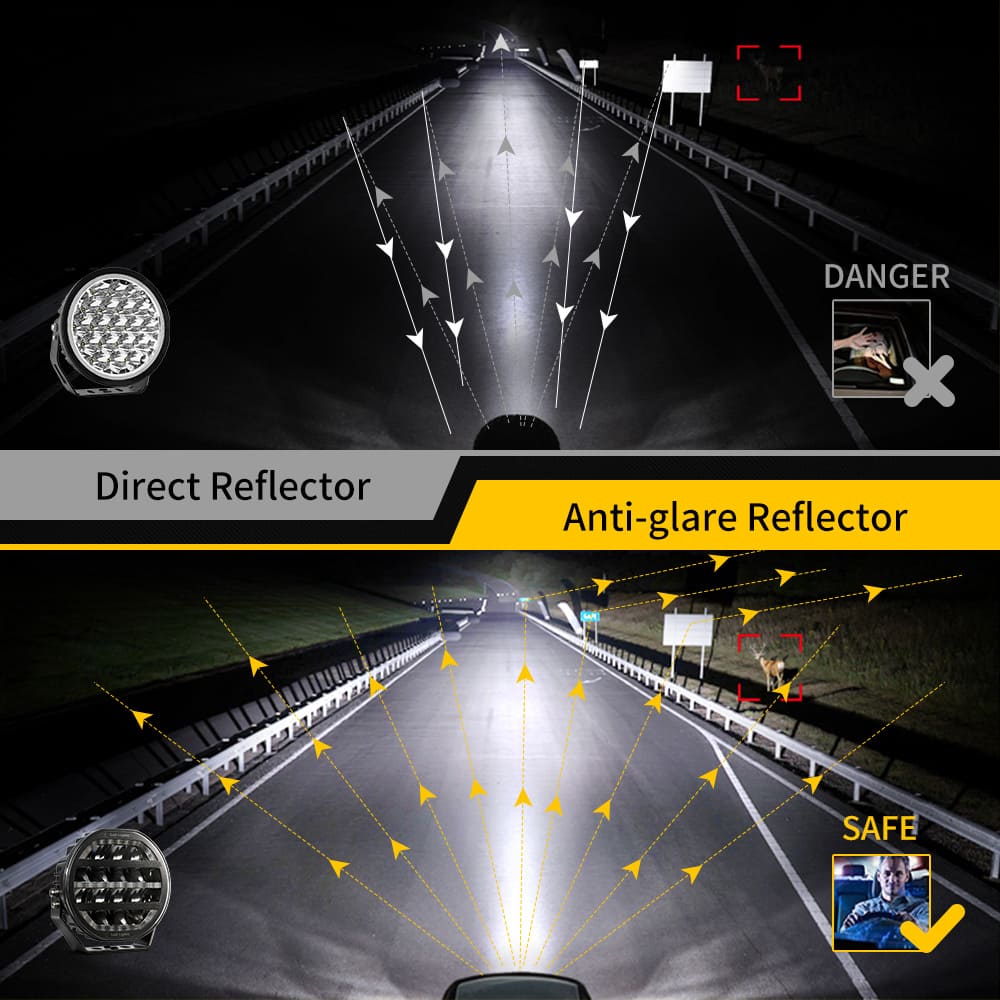 Luz de conducción de 7 pulgadas con luz de posición dinámica blanca y ámbar-901V-CG-16