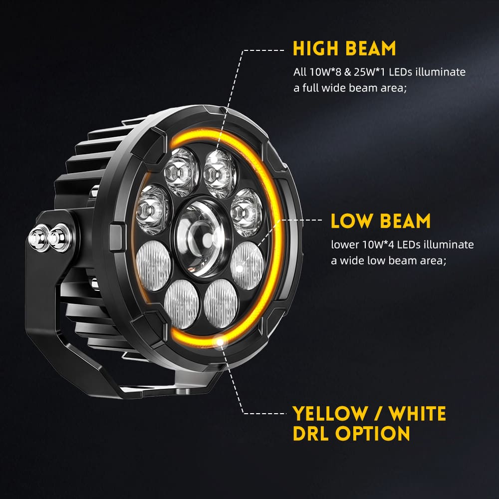 Foco de motocicleta de haz alto y bajo con lente TIR mejorado de 4,5 pulgadas con DRL ámbar –D040-9-C