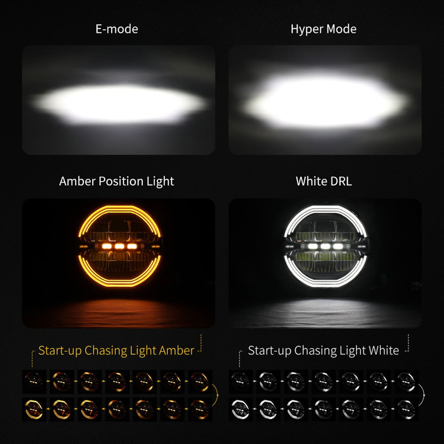 Luz de conducción redonda antideslumbrante de 9 pulgadas con DRL-D091-6 blanco y ámbar
